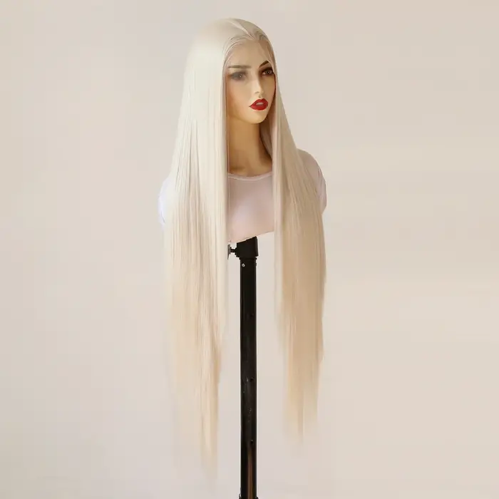 Perruque Lace Front Wig synthétique Blonde platine 13x4
