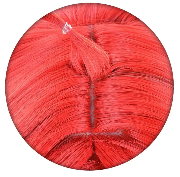 Pyro Archon Mavuika Cosplay perruque 100 cm longue vague bouclée rouge jaune mixte