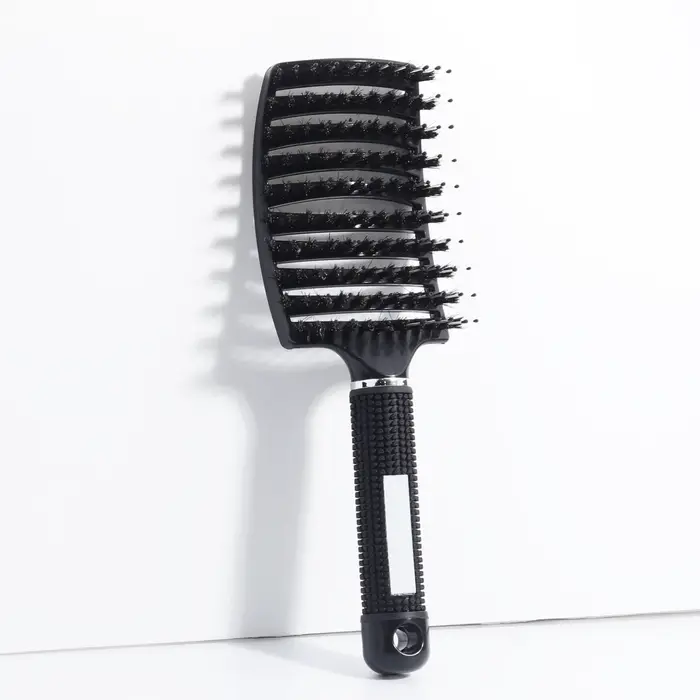 Brosse démêlante en poils naturels et nylon pour femmes, peigne de massage pour cheveux bouclés, out