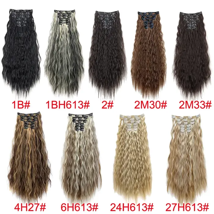 Extensions de cheveux synthétiques ondulés de 24 pouces