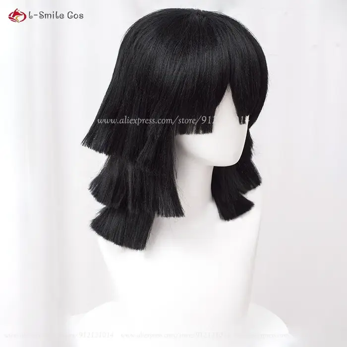 Perruque de Cosplay synthétique courte de 40cm