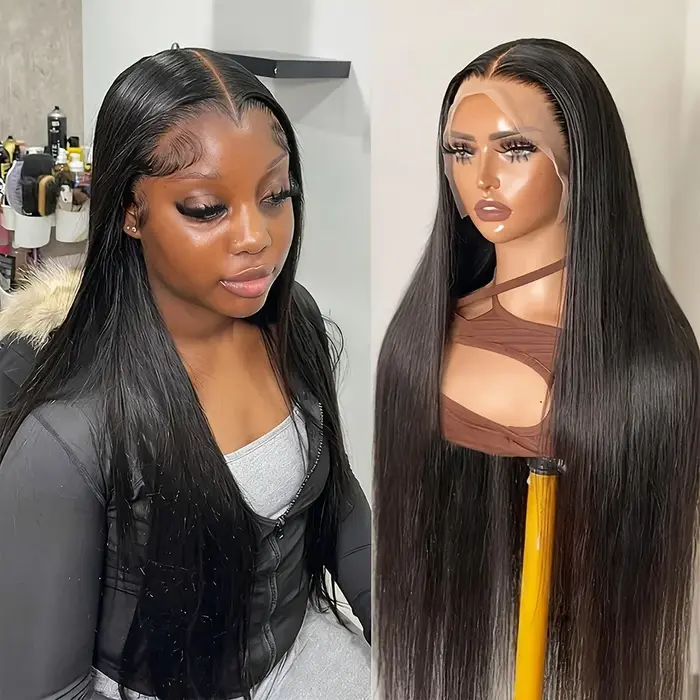 Perruque Lace Front en Cheveux Humains Brésiliens Lisses pour Femmes