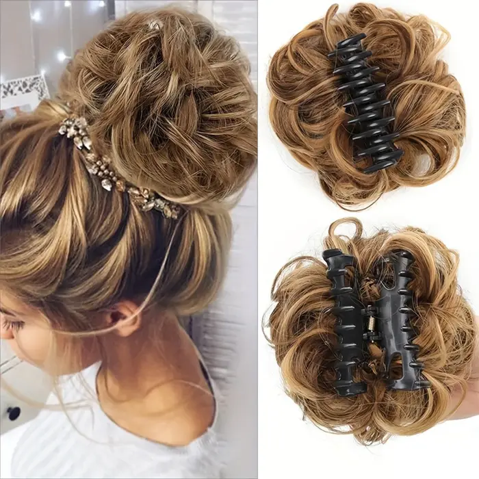 Postiche chignon à pince bouclée pour femmes caucasiennes