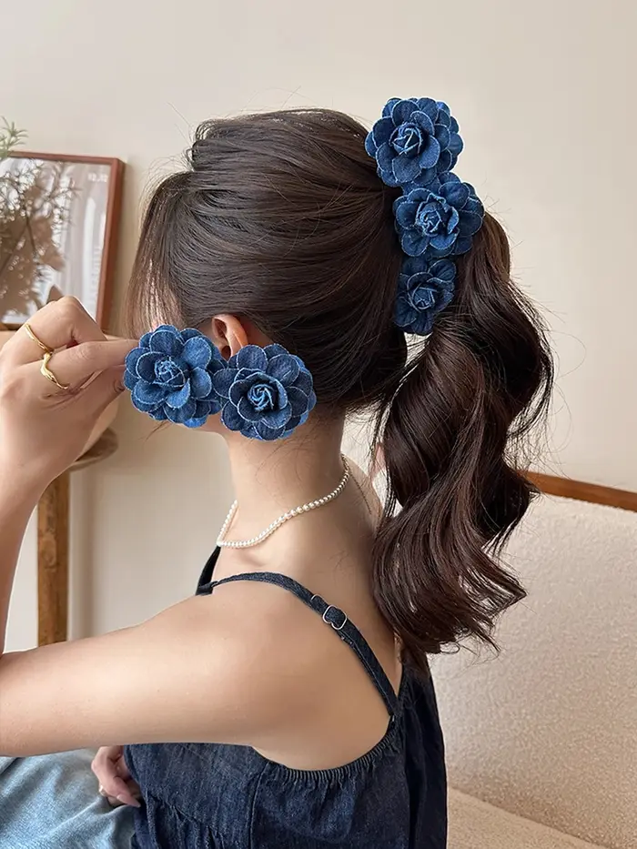 Clip banane en denim bleu rétro haut de gamme