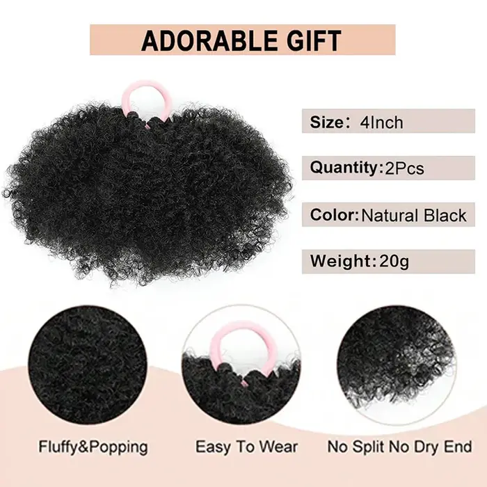 Chignon Afro Synthétique Bouffant pour Enfants