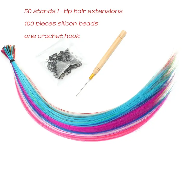 Teinture capillaire synthétique arc-en-ciel faux Extensions de cheveux colorés Kanekalon i-tip kératine Fusion pour