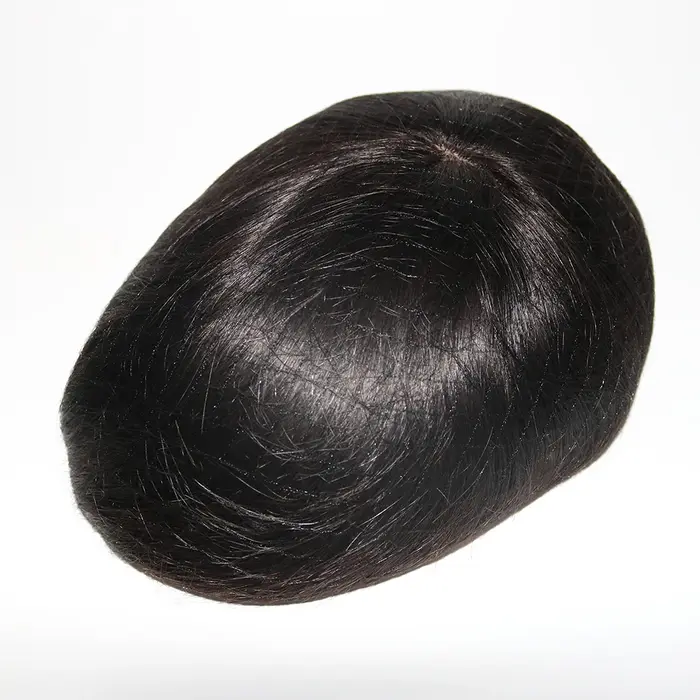 Base en soie hommes toupet de cheveux humains remplacement