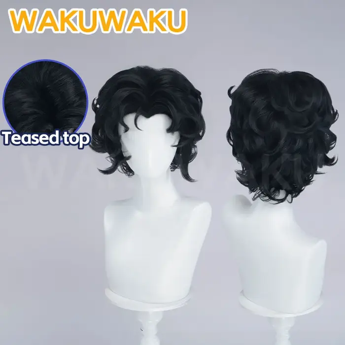EN STOCK Perruque de cosplay Pierrot Harlequin Game WakuWaku pour homme, cheveux courts blancs, pour
