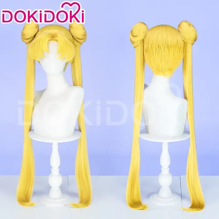 EN STOCK Chibii Usaa Tsuk Occa Usagii Kdón Makotoo Kaiouu Michiruu perruque Anime DokiDoki mignon queue de cheval cheveux casquette gratuite