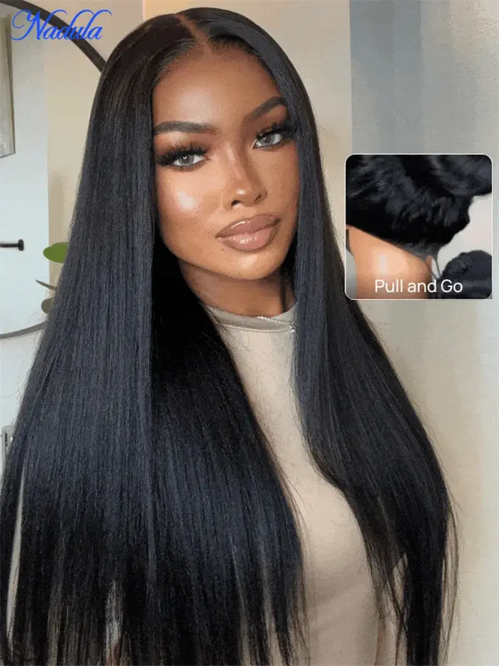 Nadula cordon Yaki droite sans colle perruque cheveux humains 7x5 Bye Bye noeuds Gueless perruque ch