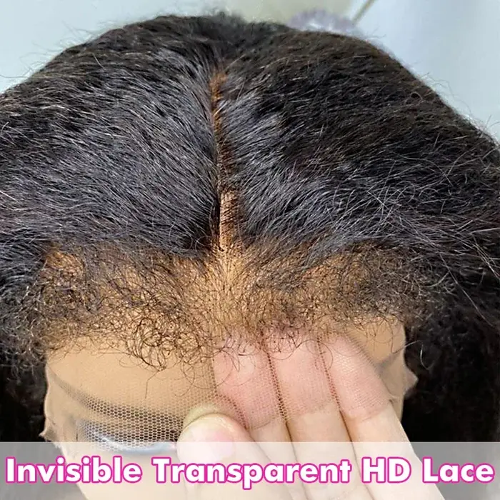 Perruque Kinky Straight avec bords bouclés 4C