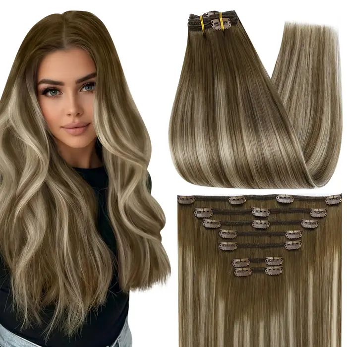 Extensions de cheveux humains à clips