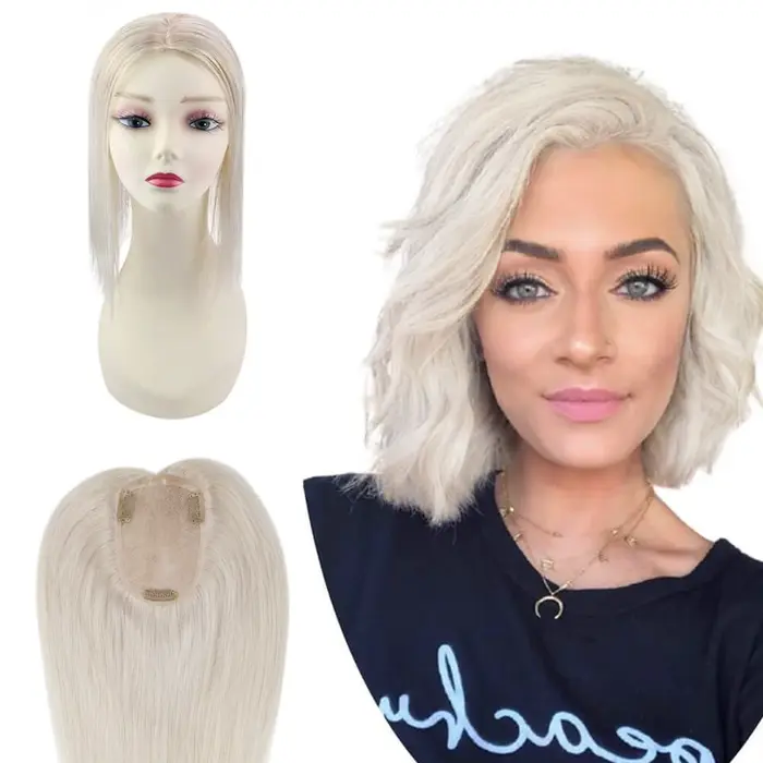 Ugeat cheveux Topper naturel cheveux humains Mono Base 3x5 pouces respirant femmes toupet Invisible