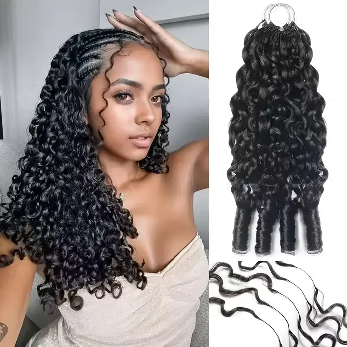 Extensions de cheveux humains bouclés birmanes au crochet, sans nœuds, pré-séparées, avec pointes bo