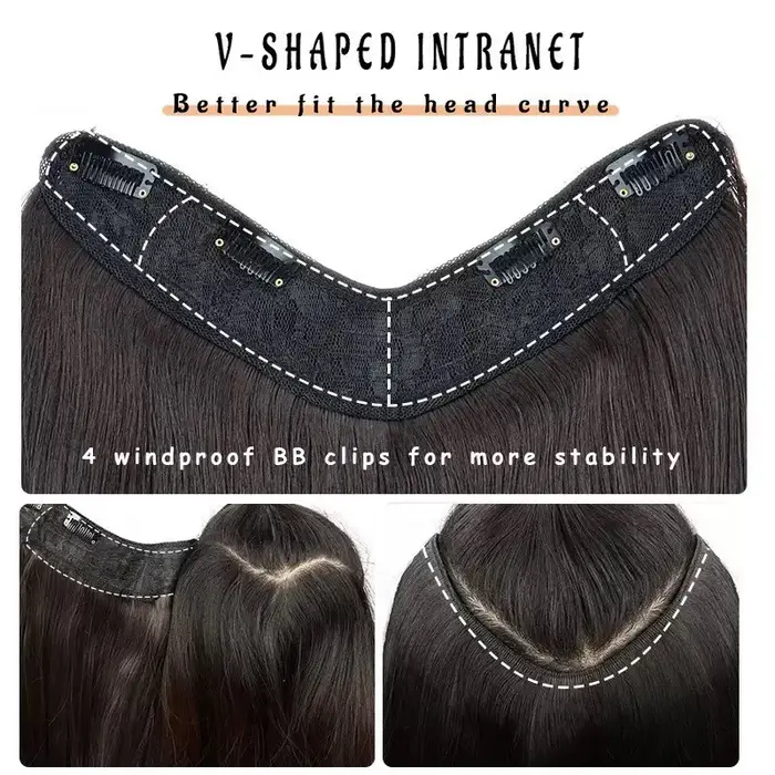 Extensions de cheveux noires à clipser pour femmes