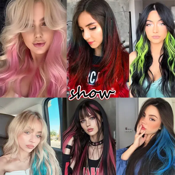 LUPU pinces à cheveux Extensions de cheveux perruque synthétique longue droite dégradé couleur pince-in morceau de cheveux pinces à cheveux pour cheveux pour tenue de femme