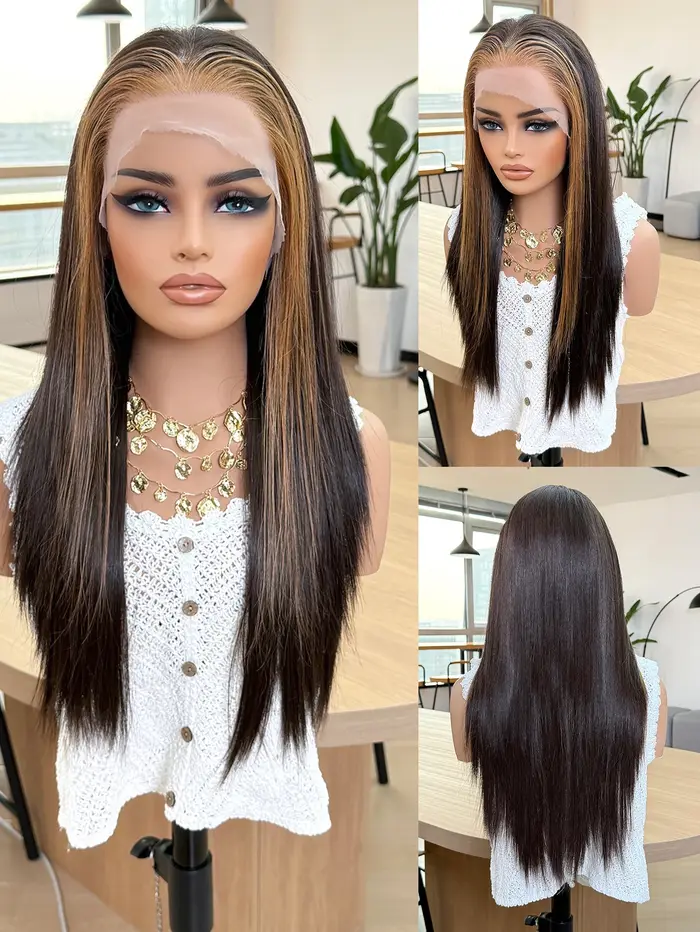Perruque Lace Front en Cheveux Humains Mélangés et Synthétiques