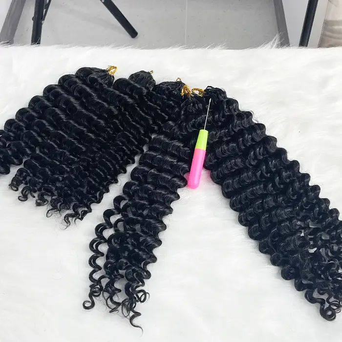 Extensions de tresses au crochet en cheveux humains vierges bruts, bouclés crépus style bohème, pré-séparées, cuticules alignées, 100g par paquet, non traités