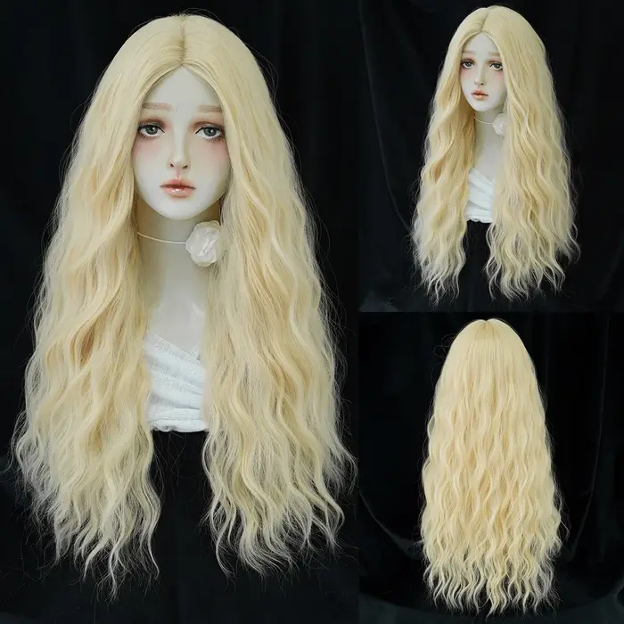 PARK YUN-Perruque Cosplay Blonde Extra Longue avec Frange