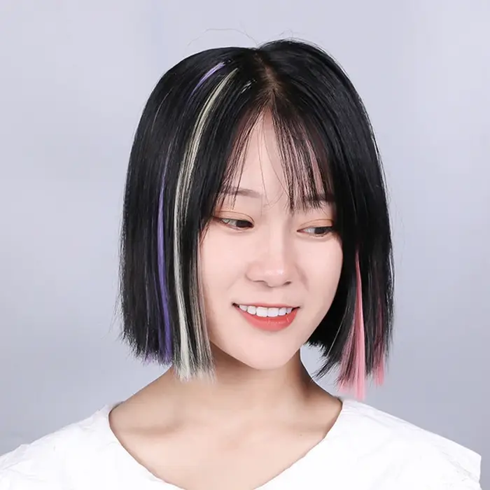 Extensions de cheveux colorées à clipser - Fibre mate haute température de 55 cm