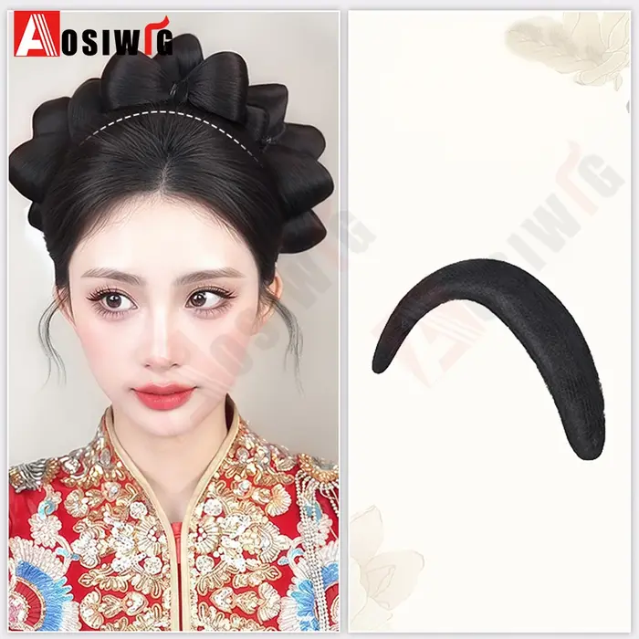 Perruque de chignon synthétique de coiffure de mariée, Chignon synthétique de princesse, perruque de