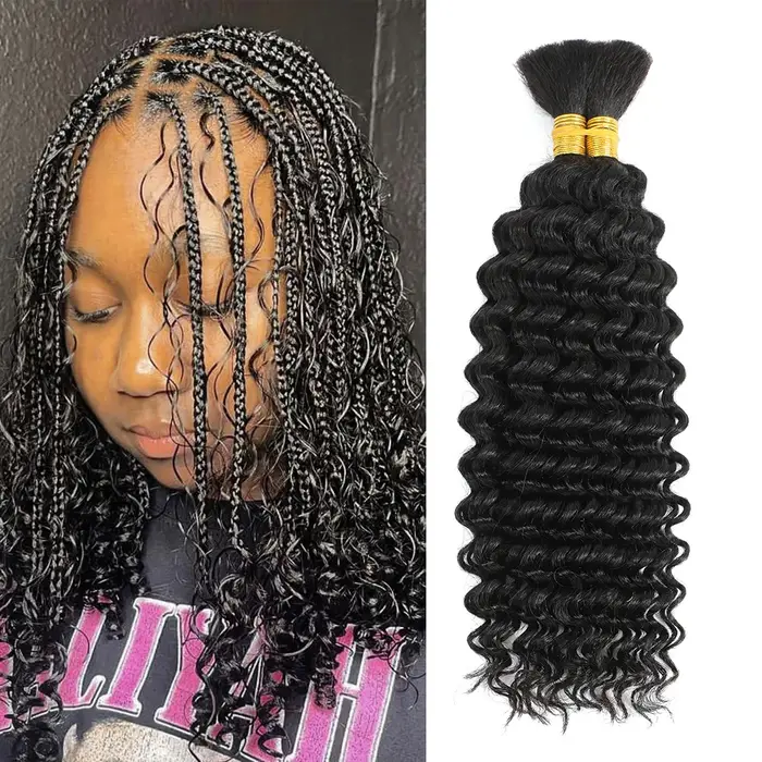 2 lots de cheveux humains à tresser pour tresses bohèmes
