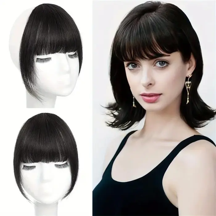 Extensions de cheveux synthétiques à clipser, franges, postiches, faux-extensions, avec pattes d'ang