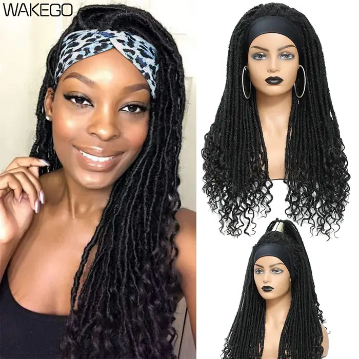 Wakego-Perruque de Dreadlocks Longs pour Femme, Tresse de Déesse, Bandeau de Sauna, Faux Locs Doux, 