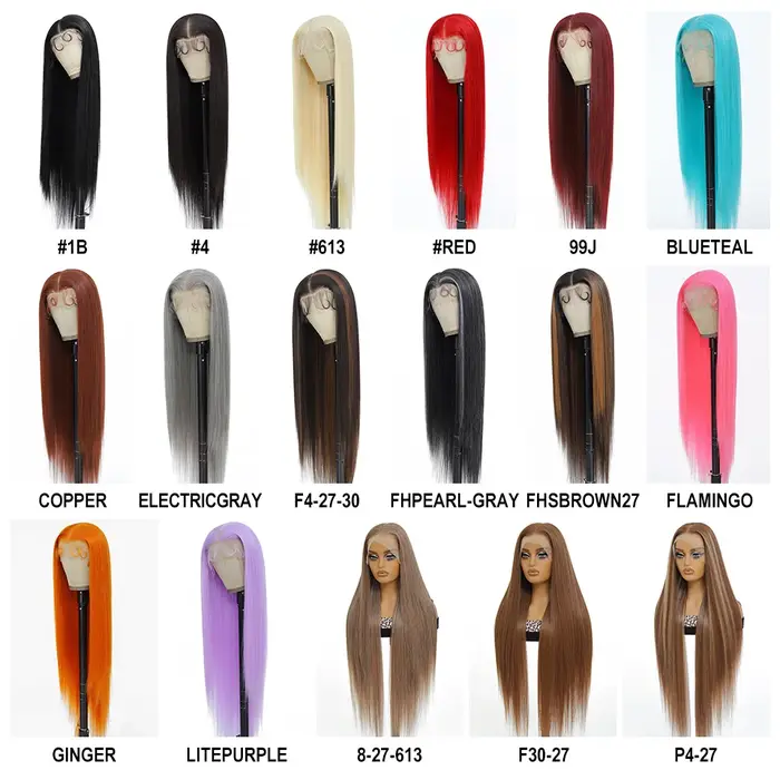 Perruques Lace Frontal 13x6 Marron Super Longues 40 Pouces pour Femmes, Synthétiques Lisses Soyeuses Noires de Haute Qualité, Faciles à Porter, pour Cosplay
