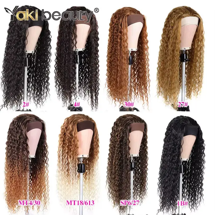 Perruques synthétiques longues et crépues bouclées, 28 pouces, bandeau de glace pour femmes noires, 