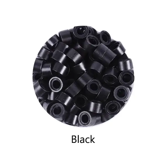 Micro anneaux/perles en Silicone pour Extensions de cheveux, 9 couleurs en option, 1000mm x 5.0mm x 