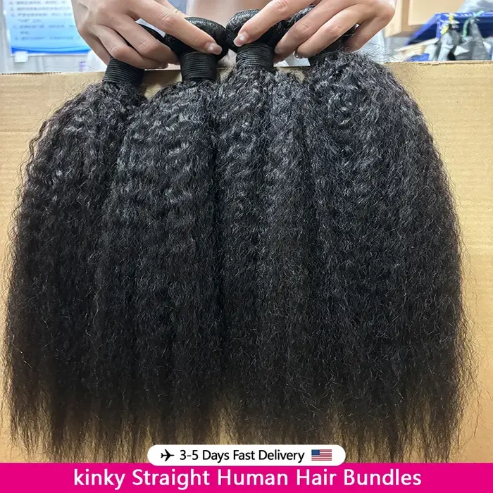 12A Kinky Straight Tissage Humain Haïr 20 22 24 Tissage Lot Brésilien Yaki Straight 100 Humain Hair 