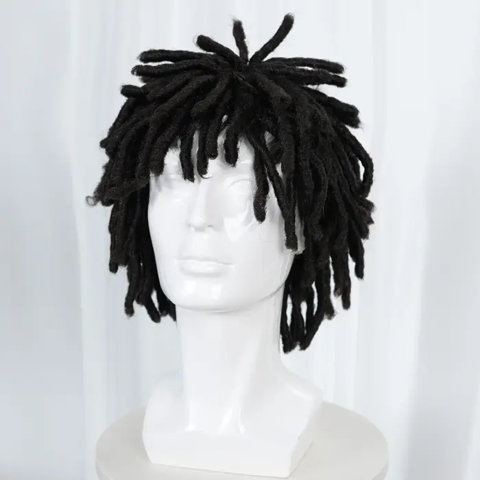 Perruque synthétique courte noire à dreadlocks pour hommes – Coiffure Locs texturée élégante et authentique pour la mode