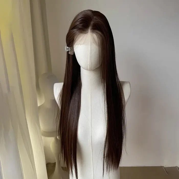Perruque Lace Front Wig synthétique noire 26 pouces
