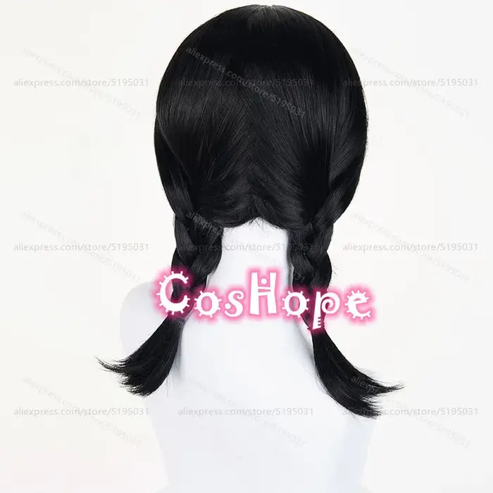 Sua – perruque de Cosplay synthétique courte pré tressée noire de 45cm