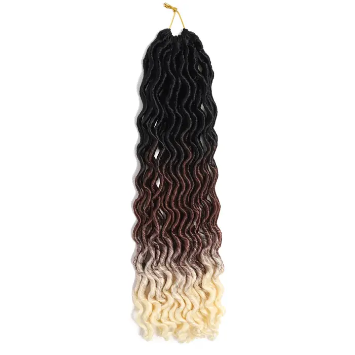 Faux Locs Curly Synthetic Crochet Braids, Extension de cheveux, Serrures, Blonde, Noir, Nouveau docu