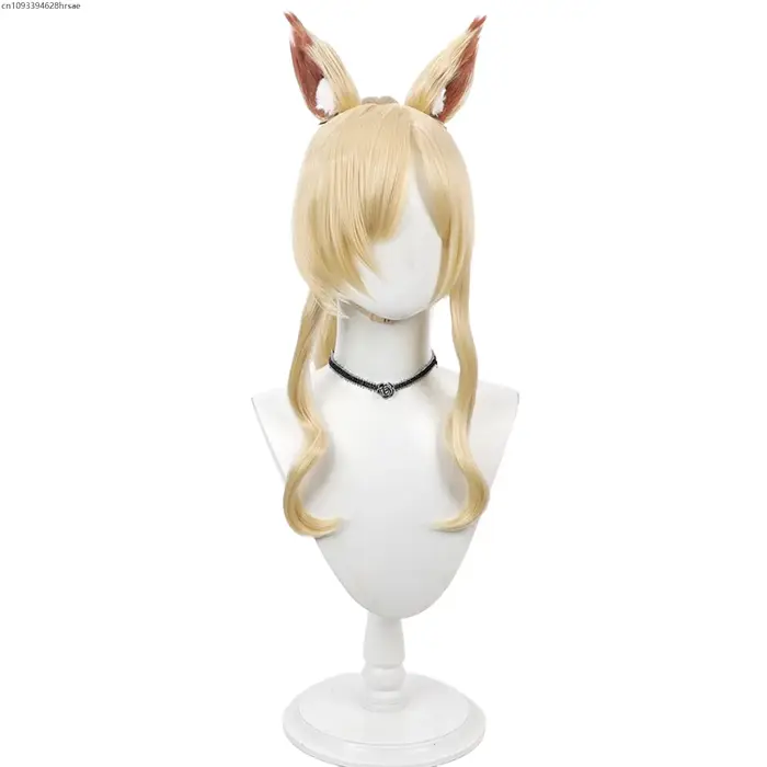 Perruque de Cosplay synthétique Blonde longue de 60cm