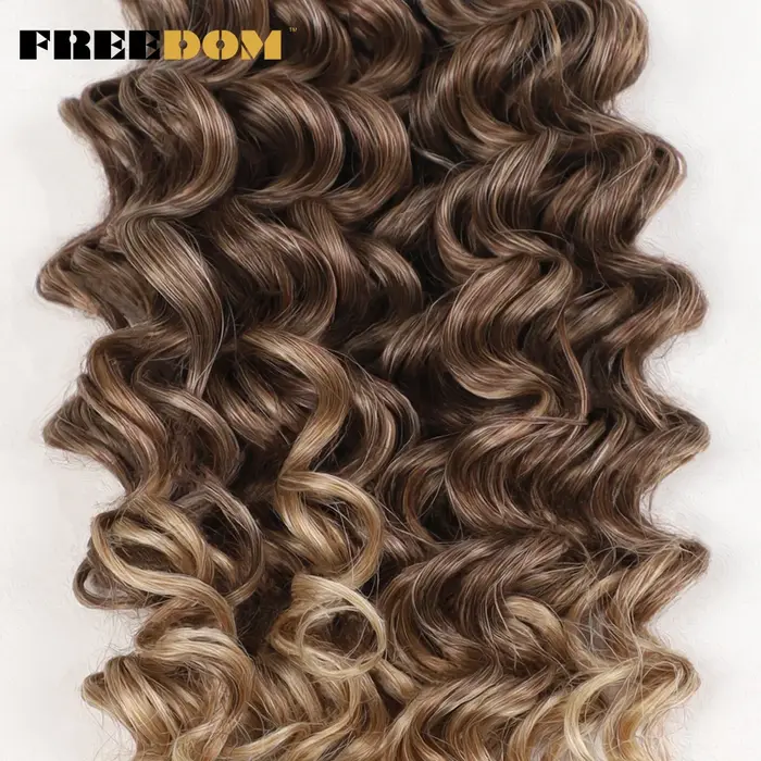 FREEDOM synthétique vague bouclée tressage Extensions de cheveux 12 pouces profond bouclés tresse