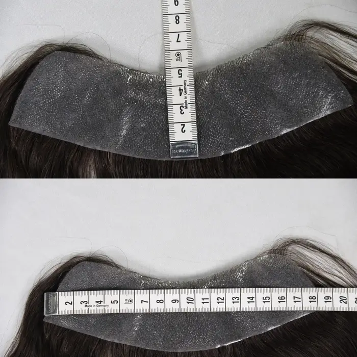 Perruque frontale pour hommes; Postiche frontale en PU pour hommes, cheveux humains haute densité, a