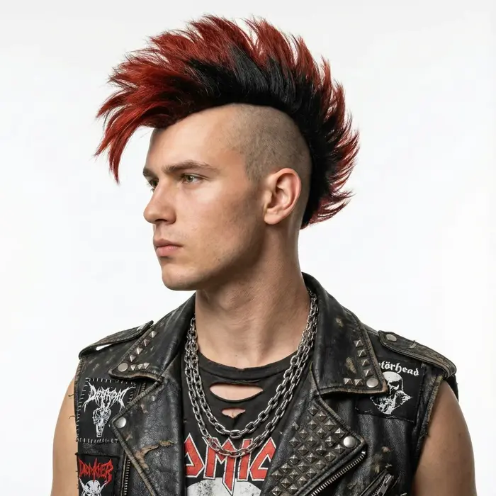 REEWES Obrem Brown Mokhaw Perruque à clipser en cheveux synthétiques pour usage quotidien, PUNK ROCK, fête, cosplay