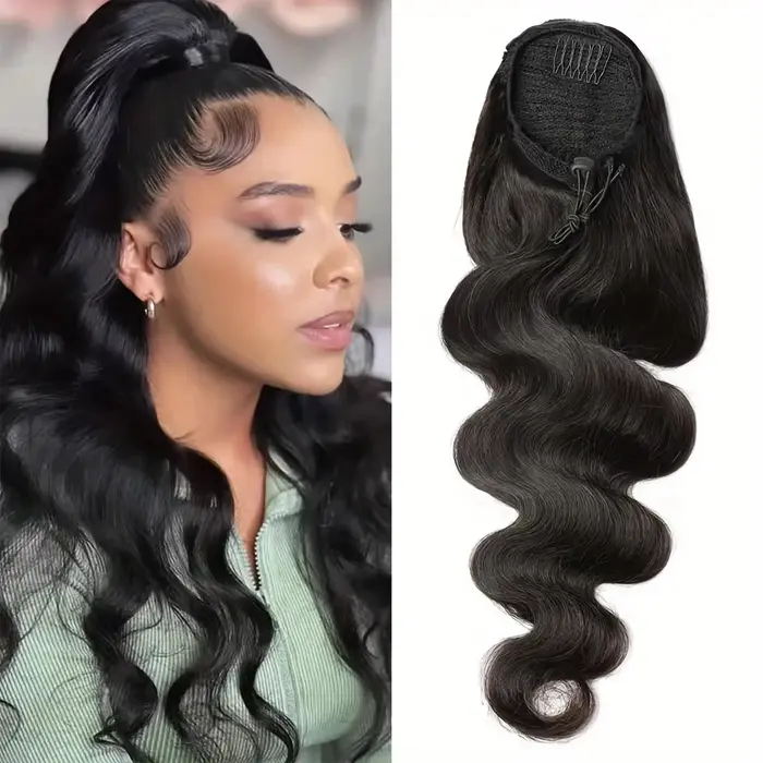 Extensions de cheveux humains bouclés crépus à clipser avec cordon de serrage