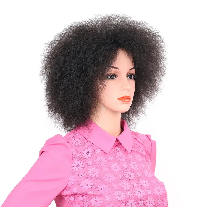 HeyMidea-Perruque Synthétique Courte et Bouclée pour Femme Noire, Afro Kinky Curly, Degré de Chaleur