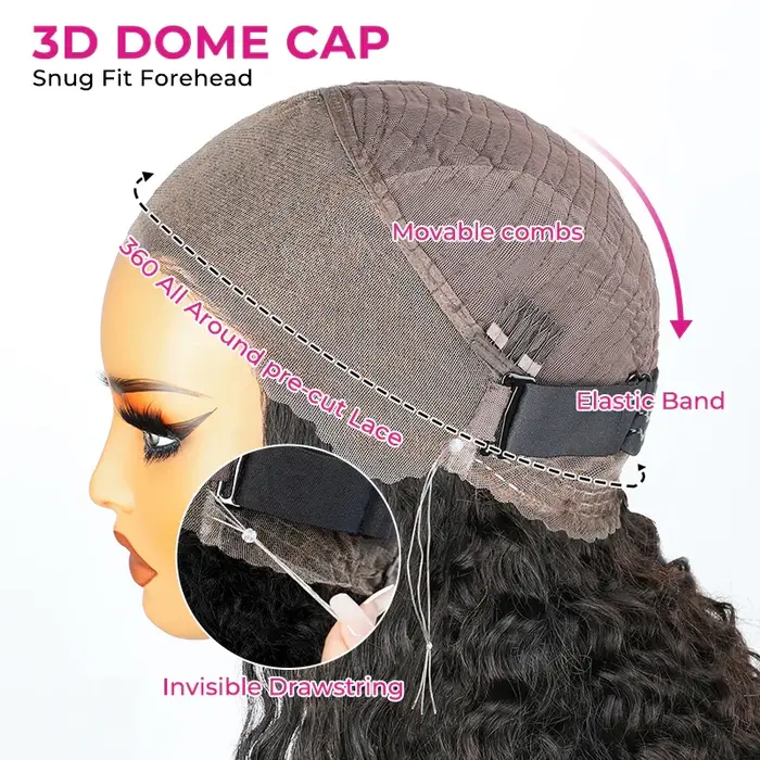 ISEE 360 crépus bouclés porter Go perruque sans colle avec des cordons invisibles pré-coupés dentelle