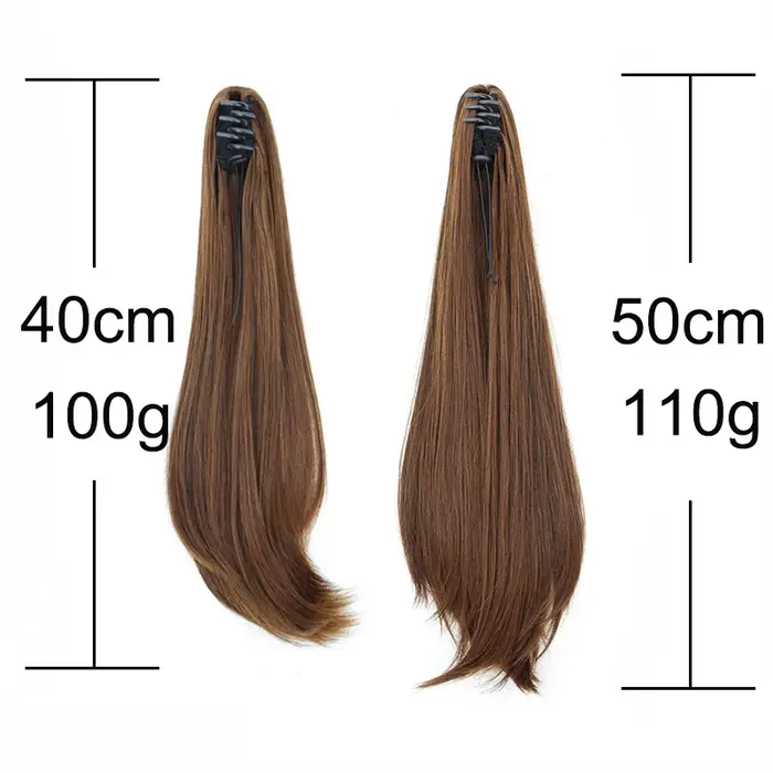Extensions capillaires synthétiques longues et lisses de 16 pouces/20 pouces, postiche noire pour fe