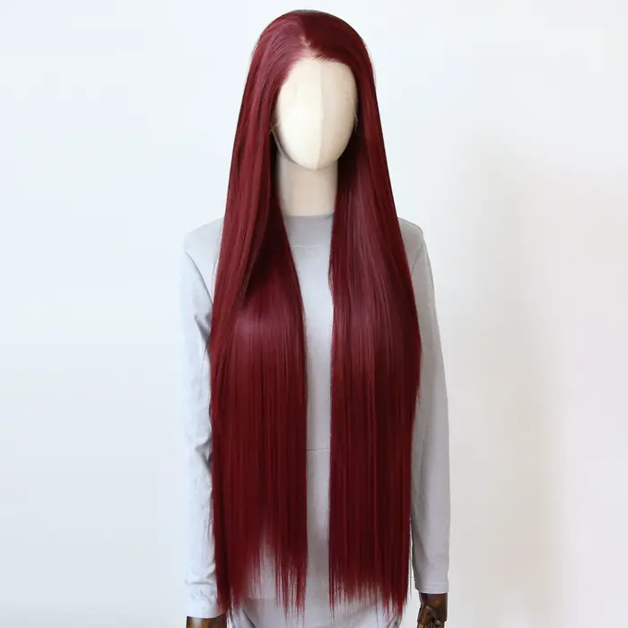 Perruque Lace Front Wig synthétique rouge vin