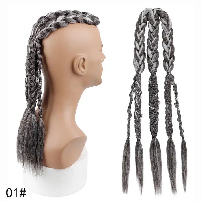 Perruque Mohawk Viking pour Homme avec 5 Tresses Épaisses