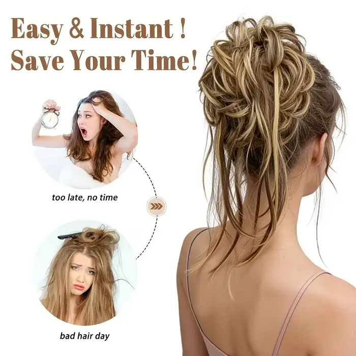 Perruque synthétique, extension de cheveux longs bouclés