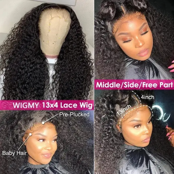 QT Afro crépus bouclés dentelle avant perruques 13x4 HD Transparent cheveux humains dentelle perruqu
