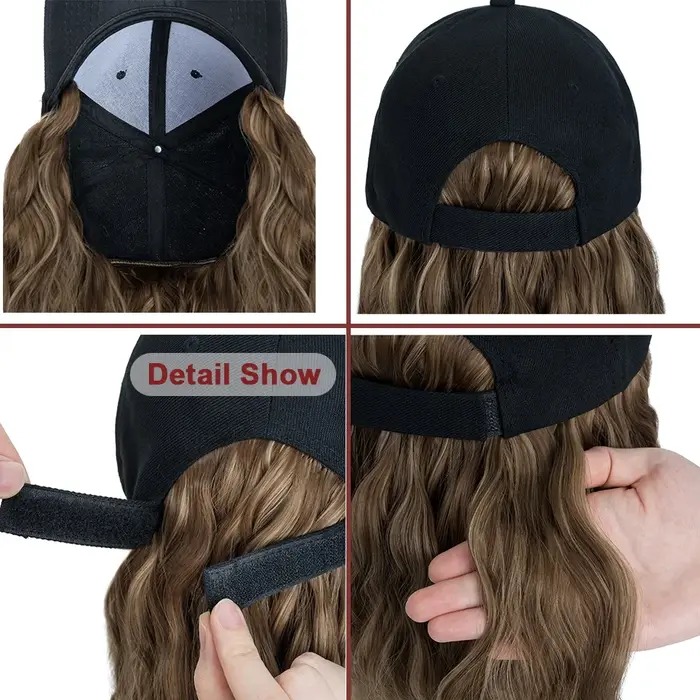 Benehair chapeau perruque pour femmes 8 pouces vague casquette de baseball