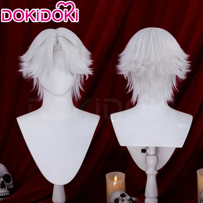 Perruque Dante Vergil V Lady Nico Trish pour Cosplay de jeu DokiDoki, cheveux gris argenté et blancs, collier Mary Dante